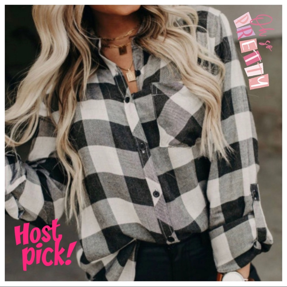Black & White Buffalo Check Button Down Shirt